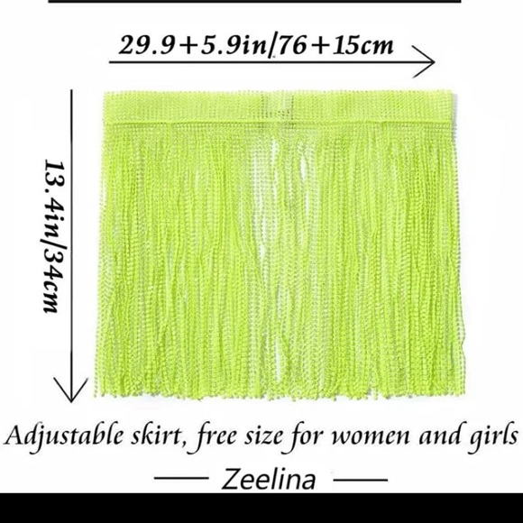 Zeelina Sparkly Rhinestone Tassel Skirt Belly Dance Hip  Crystal Rave - Picture 7 of 7